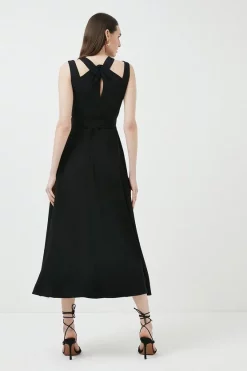 Brand new 🛒 Karen Millen Compact Stretch Viscose Waterfall Midaxi 👗 Dress 😍 -Dresses Sales Store akk01216 black xl 2