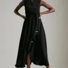 Deals 🤩 Karen Millen Soft Tailored Waterfall Maxi 👗 Dress 💯 -Dresses Sales Store akk03507 black xl