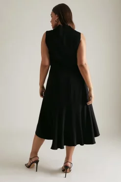 Brand new 🥰 Karen Millen Plus Size Soft Tailored High Low Midi 👗 Dress 🥰 -Dresses Sales Store akk05601 black xl 2