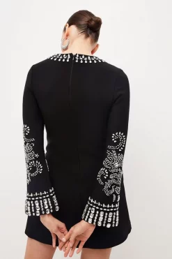 Top 10 ✔️ Karen Millen Embellished Detail Figure Form Crepe Mini 👗 Dress 🤩 -Dresses Sales Store akk06528 black xl 2