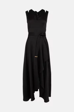 Cheap ⭐ Karen Millen Satin Waterfall Maxi 👗 Dress 🔔 -Dresses Sales Store akk06622 black xl 3