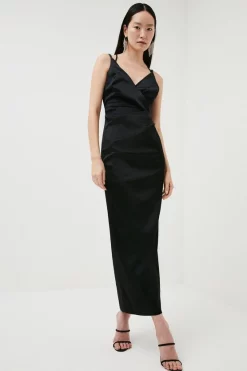 Coupon π Karen Millen Italian Structured Satin Strappy Maxi π Dress β€οΈ