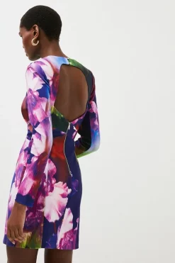 Buy 😉 Karen Millen Floral Figure Form Stretch Woven Cross Mini 👏 -Dresses Sales Store bkk00030 floral xl 4