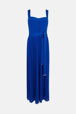 Promo 😀 Karen Millen Top Stitch And Pleat Detail Woven Midi 👗 Dress ⌛ -Dresses Sales Store bkk00527 cobalt xl 3