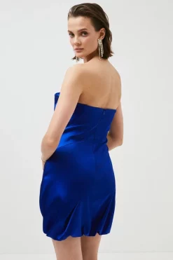 Best reviews of 🎁 Karen Millen Italian Structured Satin Bandeau Mini 👗 Dress 🌟 -Dresses Sales Store bkk00571 cobalt xl 2