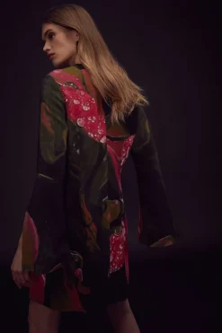 Outlet 😍 Karen Millen Shadow Split Sleeve Woven Mini 👗 Dress 🎁 -Dresses Sales Store bkk00719 floral xl 2