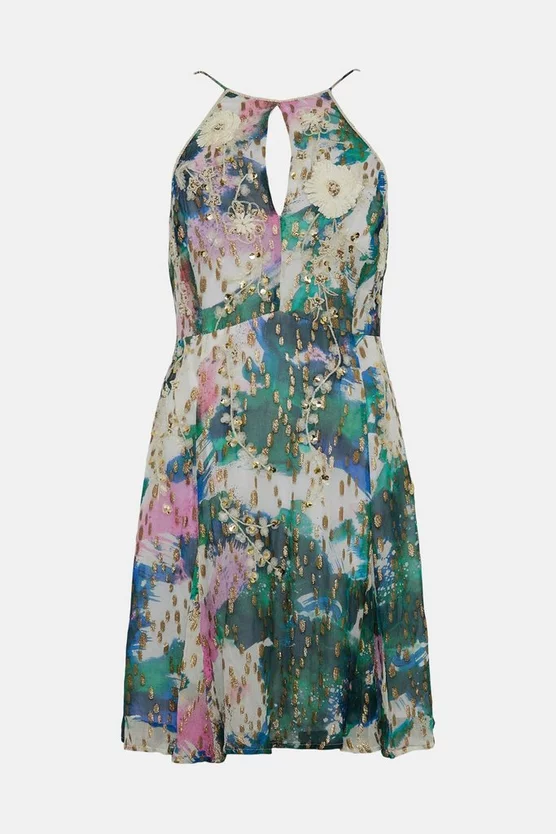 Best Sale π Karen Millen Abstract Print Applique Detail Halter π Dress β 6 Best Sale π Karen Millen Abstract Print Applique Detail Halter π Dress β - Image 4
