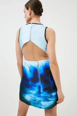 Wholesale 😉 Karen Millen Cosmo Print Woven Cut Out Mini Prom 👗 Dress 🌟 -Dresses Sales Store bkk01424 blue xl 4 1