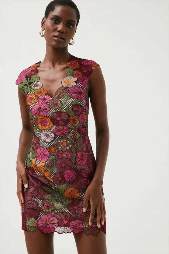 Budget π Karen Millen Guipure Lace & Embroidered Floral Mini π Dress π 2 Budget π Karen Millen Guipure Lace & Embroidered Floral Mini π Dress π