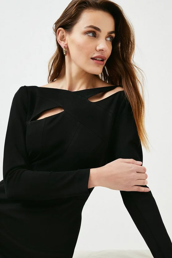 Deals π― Karen Millen Italian Structured Rib Cross Over Pencil Midi π Dress π 4 Deals π― Karen Millen Italian Structured Rib Cross Over Pencil Midi π Dress π - Image 2