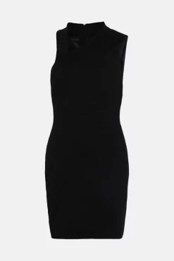Best Pirce 🛒 Karen Millen Italian Structured Rib Cut Out Bodycon Mini 👗 Dress ⌛ -Dresses Sales Store bkk02172 black xl 3