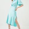 Coupon 🔥 Karen Millen Satin Cowl Neck Woven Midi 👗 Dress 🌟 -Dresses Sales Store bkk02238 mint xl