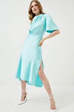 Coupon 🔥 Karen Millen Satin Cowl Neck Woven Midi 👗 Dress 🌟
