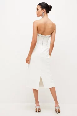 Cheap 🧨 Karen Millen Petite Crystal Embellished Woven Corset Midi 👗 Dress 😉 -Dresses Sales Store bkk02393 ivory xl 2