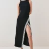 Coupon 🛒 Karen Millen Petite Crystal Embellished Woven Split Maxi 👏 -Dresses Sales Store bkk02395 black xl