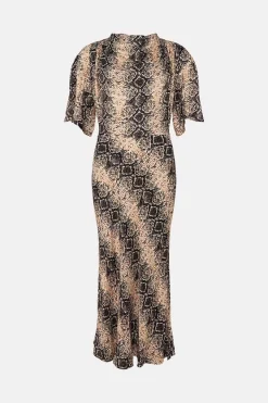 New 💯 Karen Millen Viscose Satin Snake Cowel Woven Midi 👗 Dress 😍 -Dresses Sales Store bkk02647 snake xl 3