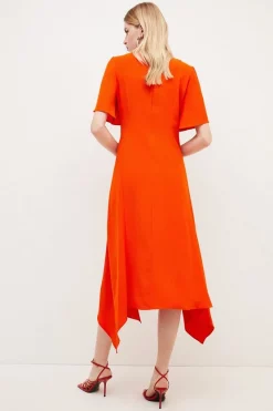 Flash Sale 🥰 Karen Millen Soft Tailored Ruffle Detail Midi 👗 Dress 😀 -Dresses Sales Store bkk02847 orange xl 4