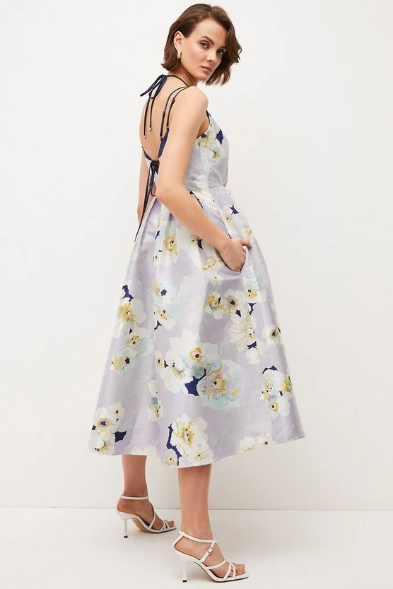 Deals π Karen Millen Floral Jacquard Strappy Midi Woven Prom π Dress β 5 Deals π Karen Millen Floral Jacquard Strappy Midi Woven Prom π Dress β - Image 3