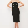 Flash Sale ⌛ Karen Millen Compact Stretch Button Bandeau Midi 👗 Dress ❤️ -Dresses Sales Store bkk02975 black xl