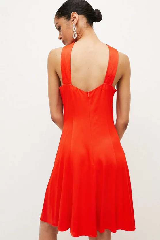 Outlet 🎁 Karen Millen Satin Back Crepe Eyelet Short Mini 👗 Dress 🎉 5 Outlet 🎁 Karen Millen Satin Back Crepe Eyelet Short Mini 👗 Dress 🎉 - Image 3