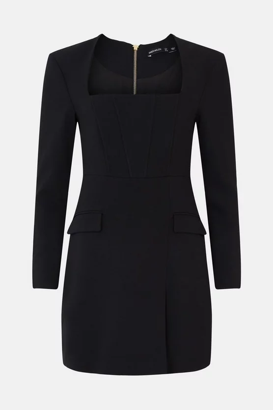 Outlet π Karen Millen Compact Viscose Open Neck Corset Mini π Dress π 6 Outlet π Karen Millen Compact Viscose Open Neck Corset Mini π Dress π - Image 4