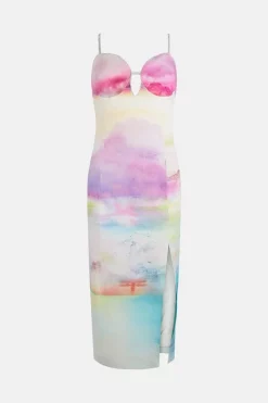 Best Sale 🎉 Karen Millen Photographic Ombre Diamante Trim Midi 👗 Dress 🔥 -Dresses Sales Store bkk03373 multi xl 3