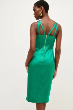 Buy ❤️ Karen Millen Italian Structured Satin Bustier Pencil Midi 👗 Dress 🔔 -Dresses Sales Store bkk03534 green xl 2