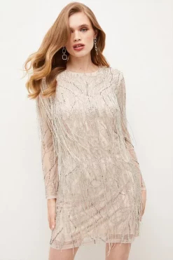 Flash Sale 🛒 Karen Millen Crystal Embellished Fringed Mini 👗 Dress 🧨