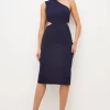 Discount 👏 Karen Millen Italian Structured Jersey Asymmetric Midi 👗 Dress 🎁 -Dresses Sales Store bkk03578 midnight xl