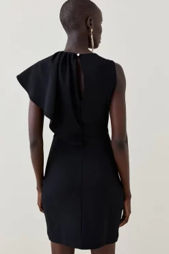 Deals 😉 Karen Millen Asymmetric Waterfall Jersey Mini 👗 Dress ❤️ -Dresses Sales Store bkk03724 black xl 2