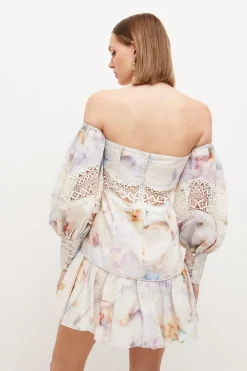 Brand new 🔔 Karen Millen Lydia Millen Petite Guipure Lace Insert Mini 👗 Dress 😀 -Dresses Sales Store bkk03735 floral xl 2