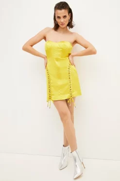 Best deal ❤️ Karen Millen Italian Structured Satin Corset Bustier Mini 👗 Dress ✔️