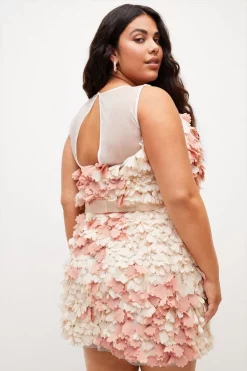 Wholesale ⭐ Karen Millen Plus Size Applique & Organza Tie Waist Mini 🌟 -Dresses Sales Store bkk04358 blush xl 2