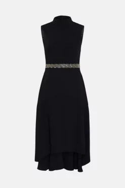 Discount 🤩 Karen Millen Soft Tailored Embellished High Low Midi 👗 Dress 🔔 -Dresses Sales Store bkk04424 black xl 3