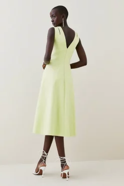 Coupon 🛒 Karen Millen Structured Seam Detail Full Midi 👗 Dress ❤️ -Dresses Sales Store bkk04453 soft20lime xl 2
