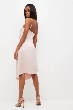 Cheapest 🤩 Karen Millen Satin Back Crepe Feather Cami Midi 👗 Dress 🌟 -Dresses Sales Store bkk04501 pale20pink xl 2