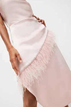 Cheapest 🤩 Karen Millen Satin Back Crepe Feather Cami Midi 👗 Dress 🌟 -Dresses Sales Store bkk04501 pale20pink xl 4