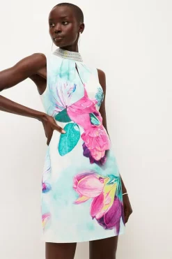 Wholesale 🎁 Karen Millen Diamante Trim Floral Woven Mini 👗 Dress 🎁