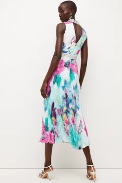 New ✔️ Karen Millen Diamante Trim Floral Pleated 👗 Skirt Midi 👗 Dress 🎁 -Dresses Sales Store bkk04555 floral xl 2