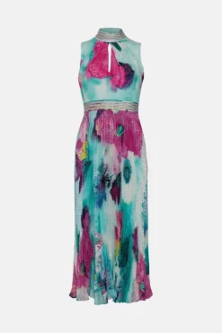 New ✔️ Karen Millen Diamante Trim Floral Pleated 👗 Skirt Midi 👗 Dress 🎁 -Dresses Sales Store bkk04555 floral xl 3