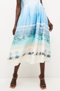 Outlet 🥰 Karen Millen Lydia Millen Tie Up Scenic Print Maxi 👗 Dress 🥰 -Dresses Sales Store bkk04632 blue xl 5