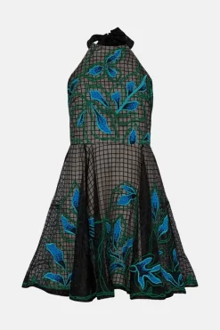 Cheap 😀 Karen Millen Geo And Floral Applique Organdie Mini 👗 Dress 🔔 -Dresses Sales Store bkk04639 black xl 3