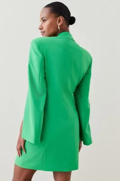 Best deal 🎁 Karen Millen Strong Shoulder Split Sleeve Double Breasted Mini 👗 Dress 🔥 -Dresses Sales Store bkk04648 green xl 2