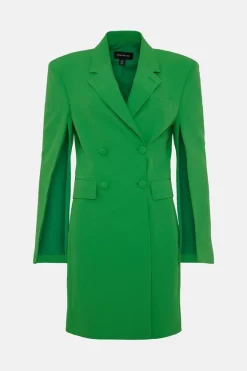 Best deal 🎁 Karen Millen Strong Shoulder Split Sleeve Double Breasted Mini 👗 Dress 🔥 -Dresses Sales Store bkk04648 green xl 3