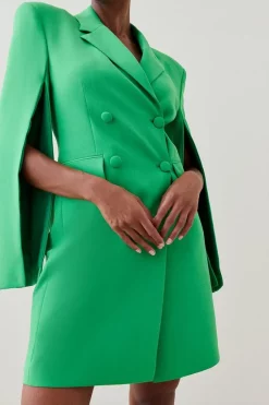 Best deal 🎁 Karen Millen Strong Shoulder Split Sleeve Double Breasted Mini 👗 Dress 🔥 -Dresses Sales Store bkk04648 green xl 4