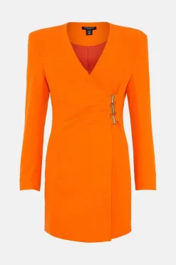 Best Sale ✔️ Karen Millen Petite Strong Shoulder Wrap Mini 👗 Dress 😀 -Dresses Sales Store bkk04656 orange xl 3