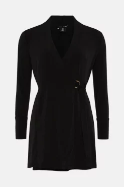 Deals 😀 Karen Millen Slinky Buckle Detail Wrap Jersey Mini 👗 Dress 🔥 -Dresses Sales Store bkk04728 black xl 3