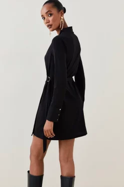 Deals 😀 Karen Millen Slinky Buckle Detail Wrap Jersey Mini 👗 Dress 🔥 -Dresses Sales Store bkk04728 black xl 4