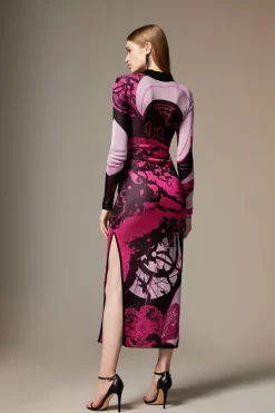 Promo ✔️ Karen Millen British Museum Slinky Knit Star Mapped Jacquard Midaxi 👗 Dress 🧨 -Dresses Sales Store bkk05048 multi xl 4