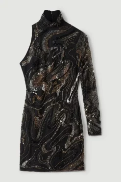 New 🛒 Karen Millen Hand Beaded And Embellished Mini 👗 Dress 💯 -Dresses Sales Store bkk05254 black xl 3